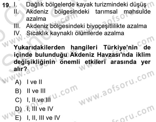Temel Afet Bilgisi Dersi 2025 - 2026 Yılı (Final) Dönem Sonu Sınav Soruları 19. Soru