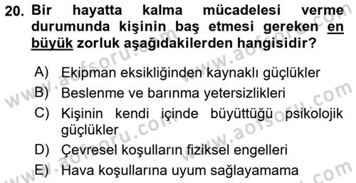 Temel Afet Bilgisi Dersi 2025 - 2026 Yılı (Final) Dönem Sonu Sınav Soruları 20. Soru