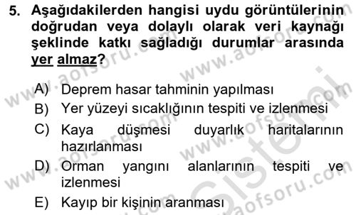 Temel Afet Bilgisi Dersi 2025 - 2026 Yılı (Final) Dönem Sonu Sınav Soruları 5. Soru