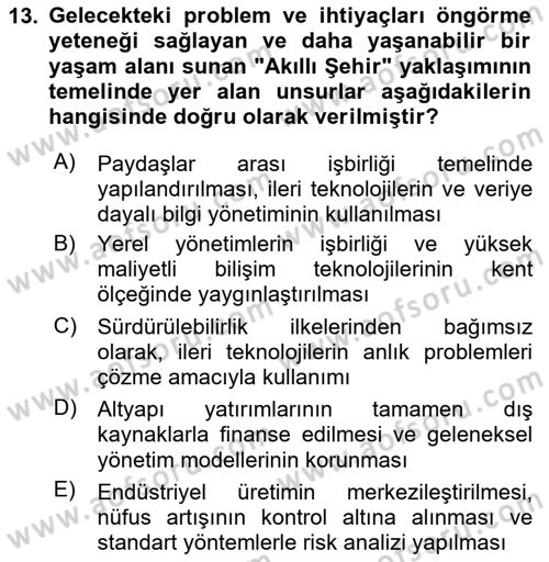 Temel Afet Bilgisi Dersi 2025 - 2026 Yılı Yaz Okulu Sınav Soruları 13. Soru