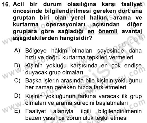 Temel Afet Bilgisi Dersi 2025 - 2026 Yılı Yaz Okulu Sınav Soruları 16. Soru