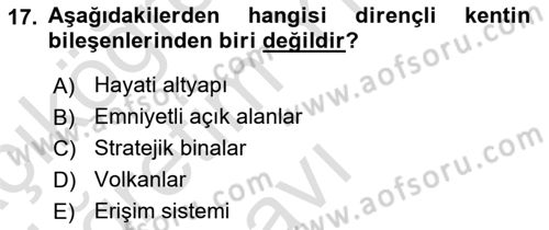 Temel Afet Bilgisi Dersi 2025 - 2026 Yılı Yaz Okulu Sınav Soruları 17. Soru