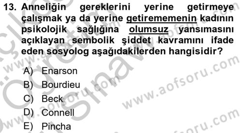 Afet Psikolojisi ve Sosyolojisi Dersi 2018 - 2019 Yılı Yaz Okulu Sınav Soruları 13. Soru