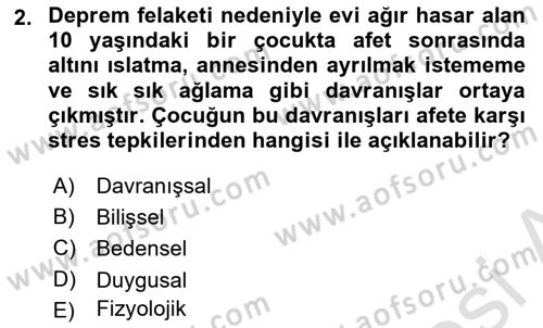Afet Psikolojisi ve Sosyolojisi Dersi 2021 - 2022 Yılı (Vize) Ara Sınav Soruları 2. Soru