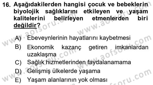 Afet Psikolojisi ve Sosyolojisi Dersi 2021 - 2022 Yılı Yaz Okulu Sınav Soruları 16. Soru
