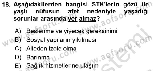Afet Psikolojisi ve Sosyolojisi Dersi 2022 - 2023 Yılı Yaz Okulu Sınav Soruları 18. Soru