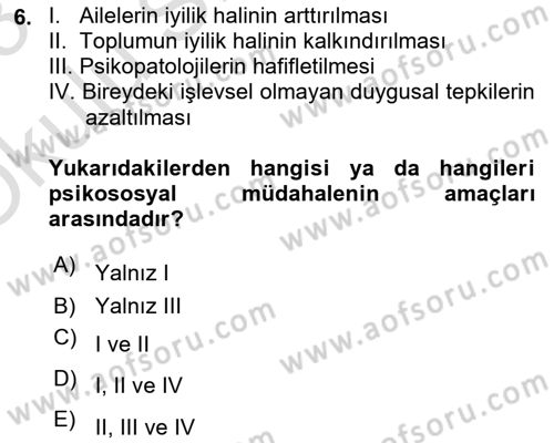 Afet Psikolojisi ve Sosyolojisi Dersi 2022 - 2023 Yılı Yaz Okulu Sınav Soruları 6. Soru