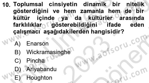 Afet Psikolojisi ve Sosyolojisi Dersi 2023 - 2024 Yılı (Final) Dönem Sonu Sınav Soruları 10. Soru