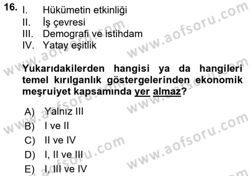 Afet Psikolojisi ve Sosyolojisi Dersi 2023 - 2024 Yılı (Final) Dönem Sonu Sınav Soruları 16. Soru