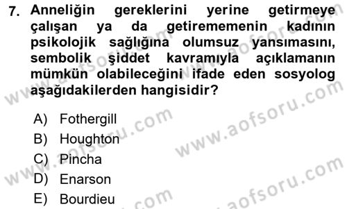 Afet Psikolojisi ve Sosyolojisi Dersi 2023 - 2024 Yılı (Final) Dönem Sonu Sınavı 7. Soru