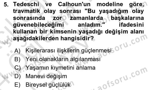 Afet Psikolojisi ve Sosyolojisi Dersi 2023 - 2024 Yılı Yaz Okulu Sınav Soruları 5. Soru