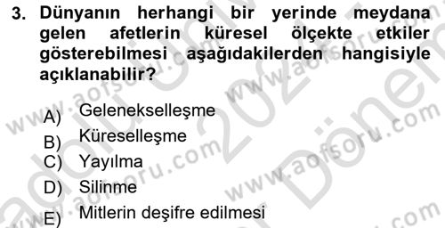 Afet Psikolojisi ve Sosyolojisi Dersi 2024 - 2025 Yılı (Final) Dönem Sonu Sınav Soruları 3. Soru
