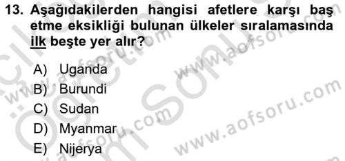 Afet Psikolojisi ve Sosyolojisi Dersi 2025 - 2026 Yılı (Final) Dönem Sonu Sınav Soruları 13. Soru