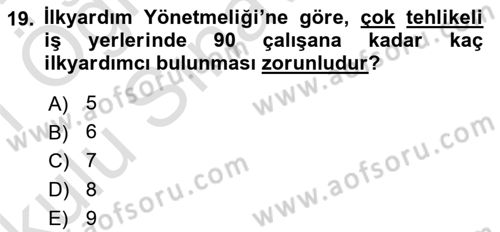 Acil Durum Ve Afet Yönetimi Planları Dersi 2020 - 2021 Yılı Yaz Okulu Sınavı 19. Soru