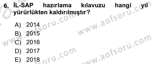Acil Durum Ve Afet Yönetimi Planları Dersi Ara Sınavı Deneme Sınav Soruları 6. Soru