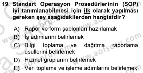 Acil Durum Ve Afet Yönetimi Planları Dersi Ara Sınavı Deneme Sınav Soruları 19. Soru
