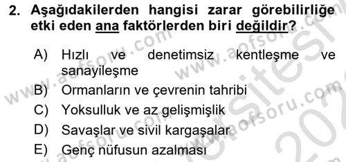 Acil Durum Ve Afet Yönetimi Planları Dersi 2022 - 2023 Yılı (Final) Dönem Sonu Sınav Soruları 2. Soru