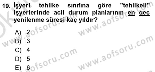 Acil Durum Ve Afet Yönetimi Planları Dersi 2022 - 2023 Yılı Yaz Okulu Sınav Soruları 19. Soru