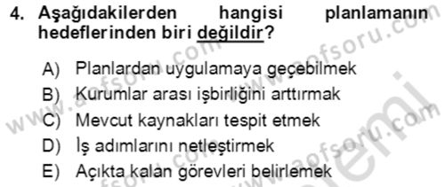Acil Durum Ve Afet Yönetimi Planları Dersi 2023 - 2024 Yılı (Final) Dönem Sonu Sınav Soruları 4. Soru