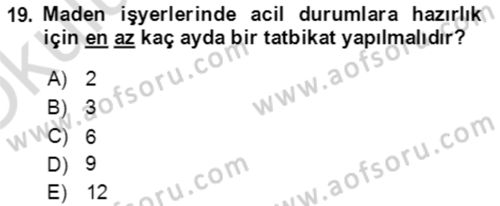 Acil Durum Ve Afet Yönetimi Planları Dersi 2023 - 2024 Yılı Yaz Okulu Sınav Soruları 19. Soru