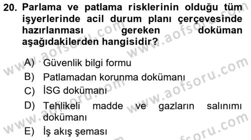 Acil Durum Ve Afet Yönetimi Planları Dersi 2024 - 2025 Yılı (Final) Dönem Sonu Sınav Soruları 20. Soru