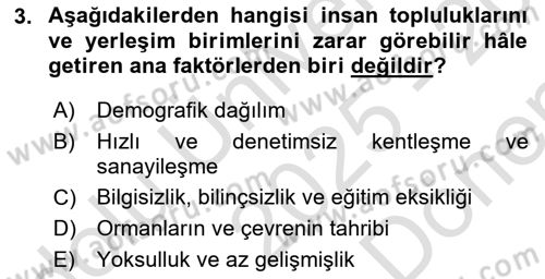 Acil Durum Ve Afet Yönetimi Planları Dersi 2025 - 2026 Yılı (Final) Dönem Sonu Sınav Soruları 3. Soru