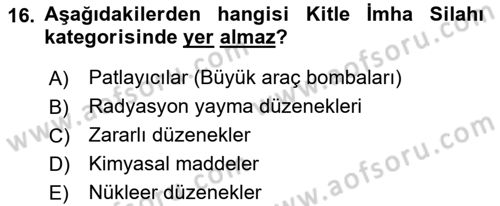 Kbrn Savunma Ve Güvenlik Dersi 2018 - 2019 Yılı (Vize) Ara Sınav Soruları 16. Soru