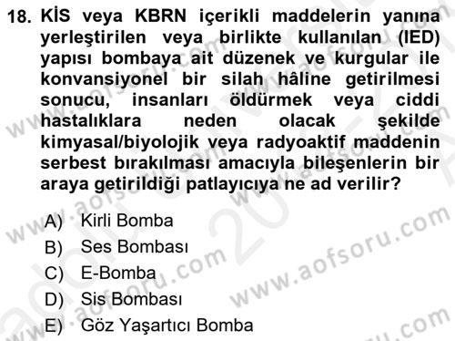 Kbrn Savunma Ve Güvenlik Dersi 2018 - 2019 Yılı (Vize) Ara Sınav Soruları 18. Soru