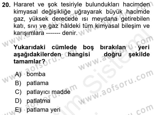 Kbrn Savunma Ve Güvenlik Dersi 2018 - 2019 Yılı (Vize) Ara Sınav Soruları 20. Soru