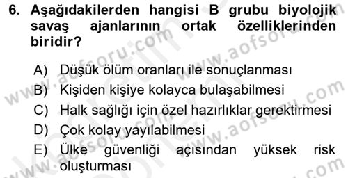 Kbrn Savunma Ve Güvenlik Dersi 2018 - 2019 Yılı (Vize) Ara Sınav Soruları 6. Soru