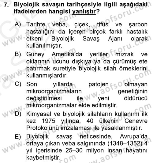 Kbrn Savunma Ve Güvenlik Dersi 2018 - 2019 Yılı (Vize) Ara Sınav Soruları 7. Soru