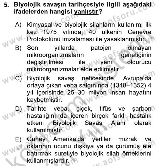 Kbrn Savunma Ve Güvenlik Dersi 2018 - 2019 Yılı Yaz Okulu Sınav Soruları 5. Soru