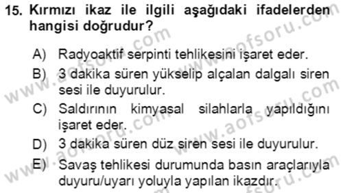 Kbrn Savunma Ve Güvenlik Dersi 2021 - 2022 Yılı (Final) Dönem Sonu Sınav Soruları 15. Soru