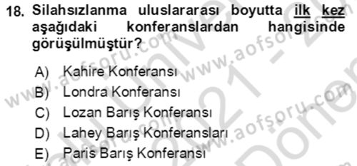 Kbrn Savunma Ve Güvenlik Dersi 2021 - 2022 Yılı (Final) Dönem Sonu Sınav Soruları 18. Soru