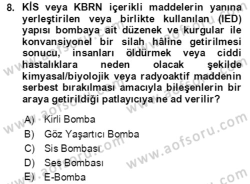 Kbrn Savunma Ve Güvenlik Dersi 2021 - 2022 Yılı (Final) Dönem Sonu Sınav Soruları 8. Soru