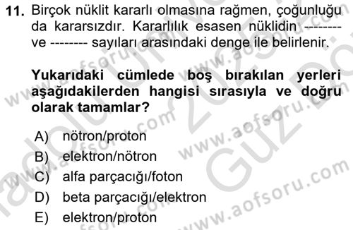 Kbrn Savunma Ve Güvenlik Dersi 2025 - 2026 Yılı (Vize) Ara Sınav Soruları 11. Soru
