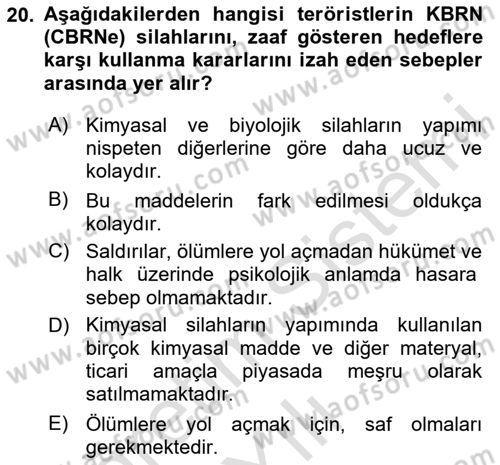 Kbrn Savunma Ve Güvenlik Dersi 2025 - 2026 Yılı (Vize) Ara Sınav Soruları 20. Soru