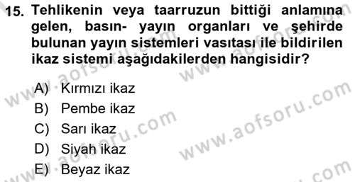 Kbrn Savunma Ve Güvenlik Dersi 2025 - 2026 Yılı (Final) Dönem Sonu Sınav Soruları 15. Soru