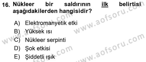 Kbrn Savunma Ve Güvenlik Dersi 2025 - 2026 Yılı (Final) Dönem Sonu Sınav Soruları 16. Soru