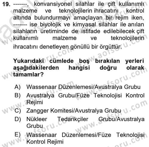 Kbrn Savunma Ve Güvenlik Dersi 2025 - 2026 Yılı (Final) Dönem Sonu Sınav Soruları 19. Soru