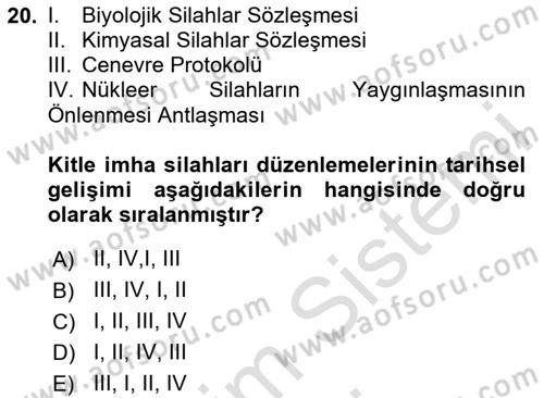 Kbrn Savunma Ve Güvenlik Dersi 2025 - 2026 Yılı (Final) Dönem Sonu Sınav Soruları 20. Soru