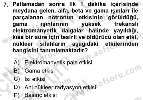 Kbrn Savunma Ve Güvenlik Dersi 2025 - 2026 Yılı Yaz Okulu Sınav Soruları 7. Soru