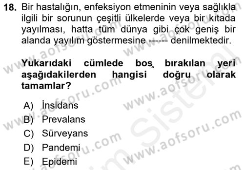 Afet Risk Azaltma Politikaları Dersi 2018 - 2019 Yılı (Final) Dönem Sonu Sınav Soruları 18. Soru