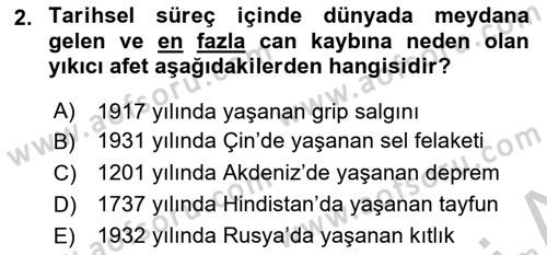 Afet Risk Azaltma Politikaları Dersi 2018 - 2019 Yılı Yaz Okulu Sınav Soruları 2. Soru