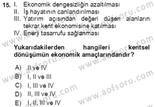 Afet Risk Azaltma Politikaları Dersi Ara Sınavı Deneme Sınav Soruları 15. Soru