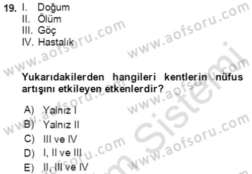 Afet Risk Azaltma Politikaları Dersi Ara Sınavı Deneme Sınav Soruları 19. Soru