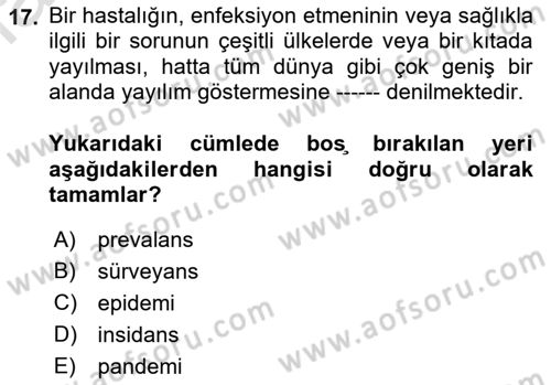 Afet Risk Azaltma Politikaları Dersi 2019 - 2020 Yılı (Final) Dönem Sonu Sınav Soruları 17. Soru