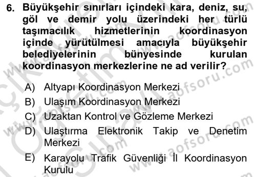 Afet Risk Azaltma Politikaları Dersi 2020 - 2021 Yılı Yaz Okulu Sınav Soruları 6. Soru