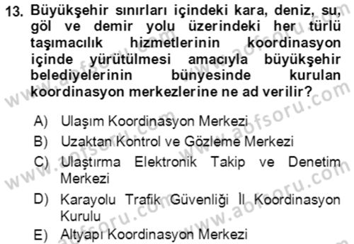 Afet Risk Azaltma Politikaları Dersi Ara Sınavı Deneme Sınav Soruları 13. Soru