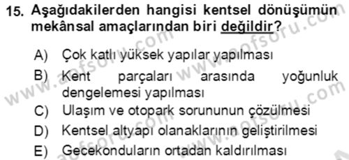 Afet Risk Azaltma Politikaları Dersi Ara Sınavı Deneme Sınav Soruları 15. Soru